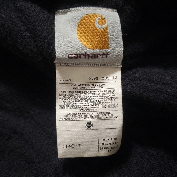Carhartt J14 CHT Detroit Jacket Brown Duck Canvas Blanket Lined Tall XL Vintage - Picture 5 of 5